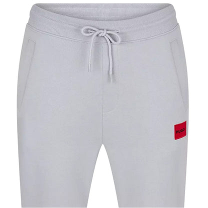 Light Grey-Pastel Grey - Side - Hugo Mens Fleece Logo Relaxed Fit Joggers