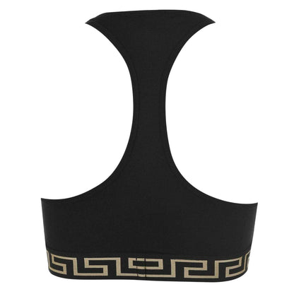Black - Back - Versace Womens-Ladies Greek Key Sports Bra
