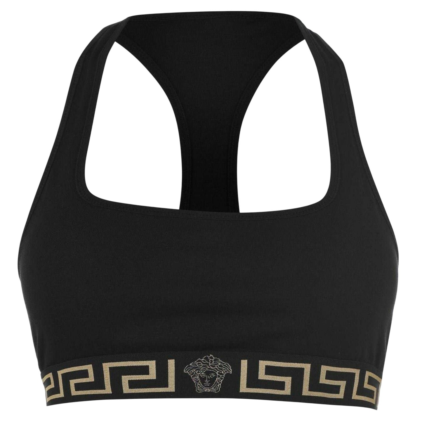 Black - Front - Versace Womens-Ladies Greek Key Sports Bra