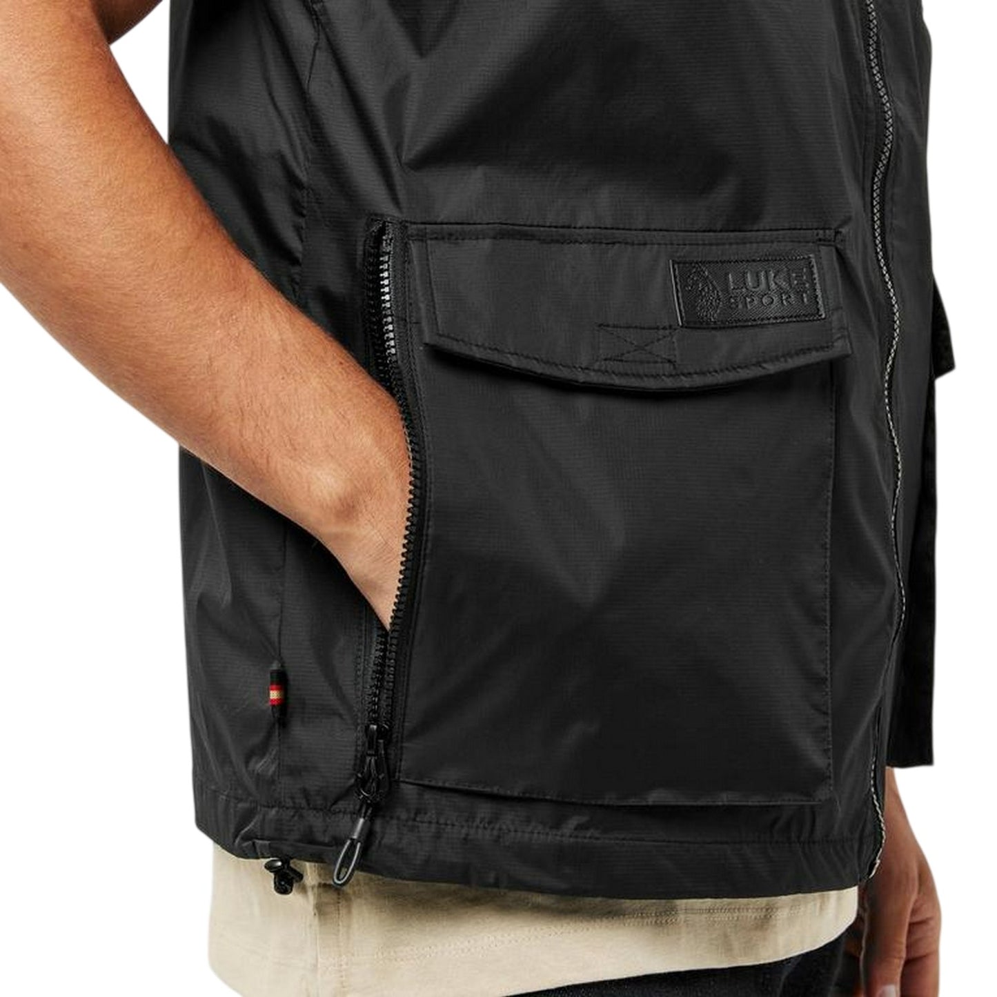 Jet Black - Side - Luke 1977 Mens Tech Logo Gilet