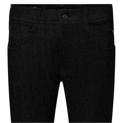 Black - Side - Replay Mens Anbass Cotton Blend Slim Jeans