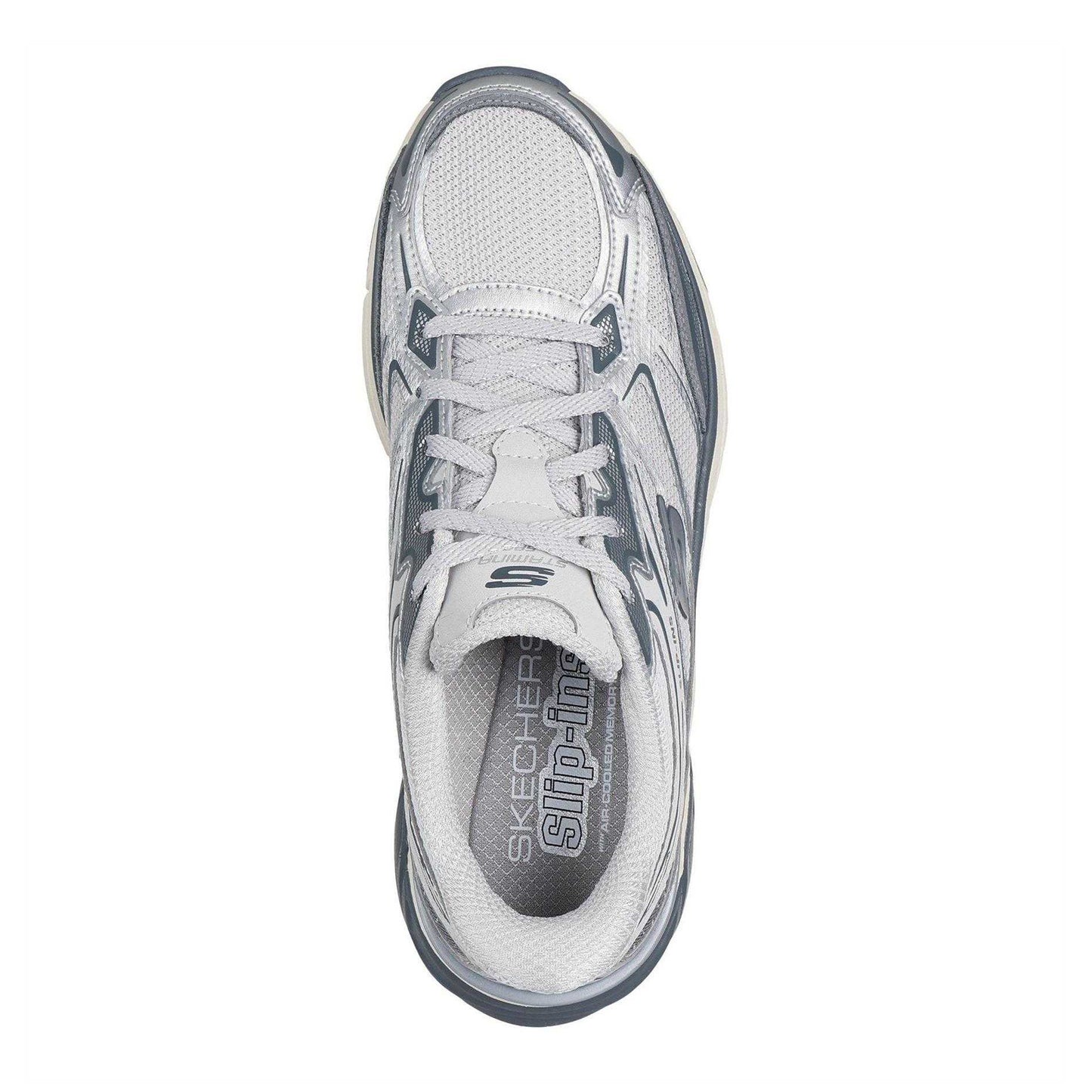 White-Silver - Side - Skechers Womens-Ladies Stamina Metallic Detail Leather Trainers