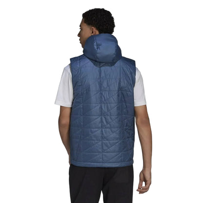 Blue - Back - Adidas Mens Patterned Quilted Gilet