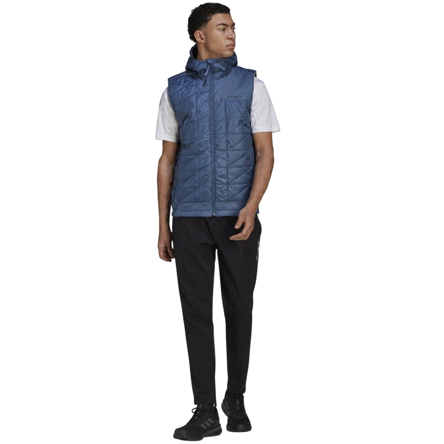 Blue - Pack Shot - Adidas Mens Patterned Quilted Gilet