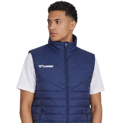 Navy - Side - Hummel Mens Quilted Logo Gilet