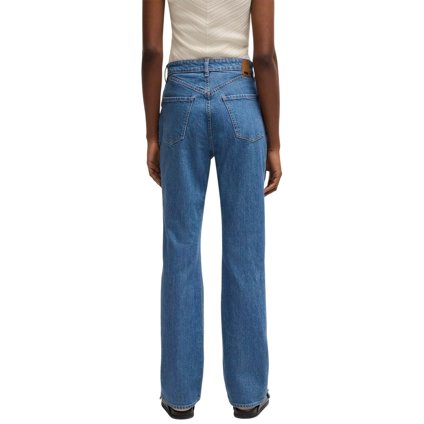 Light Blue - Back - Boss Womens-Ladies Lyris Denim 5 Pockets Slim Jeans