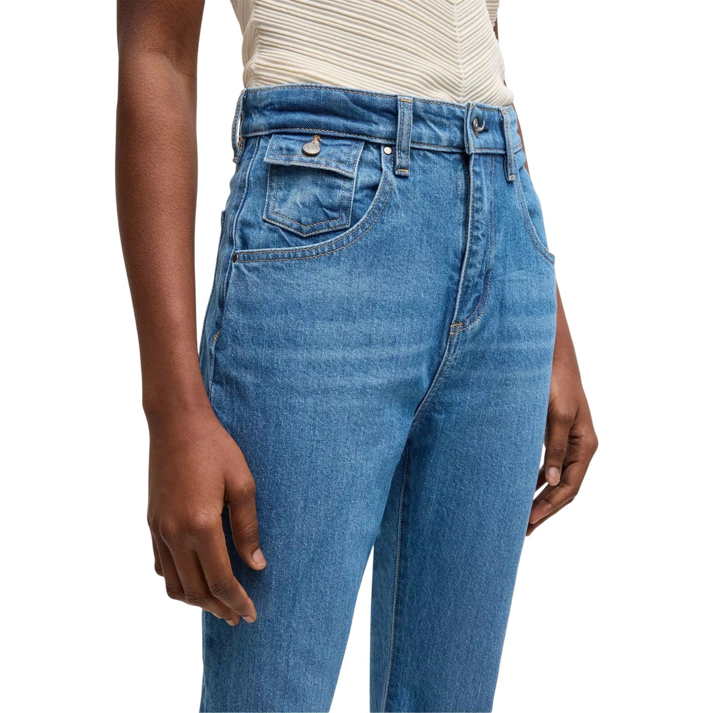 Light Blue - Side - Boss Womens-Ladies Lyris Denim 5 Pockets Slim Jeans