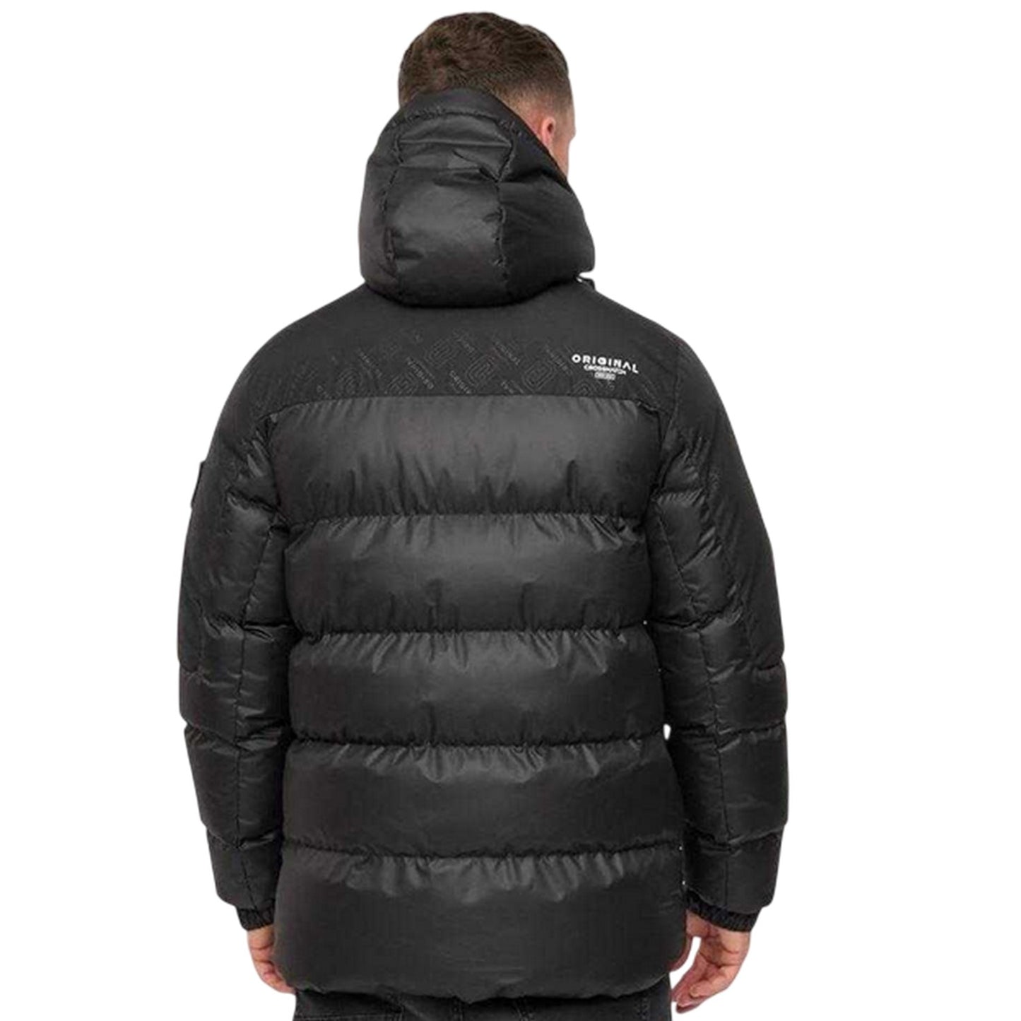 Black - Back - Crosshatch Mens Polyester Quilted Jacket