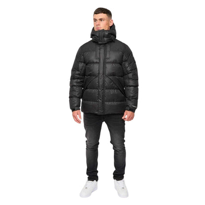 Black - Pack Shot - Crosshatch Mens Polyester Quilted Jacket