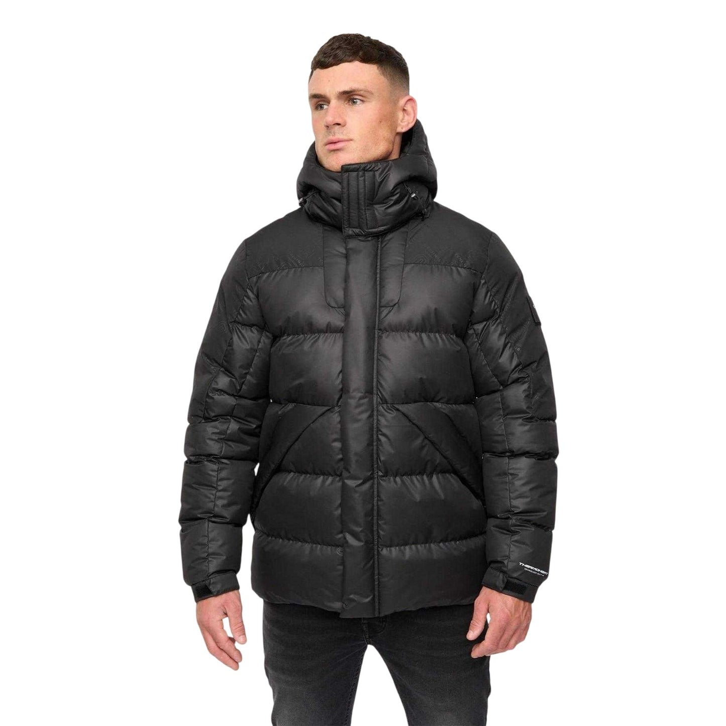 Black - Front - Crosshatch Mens Polyester Quilted Jacket