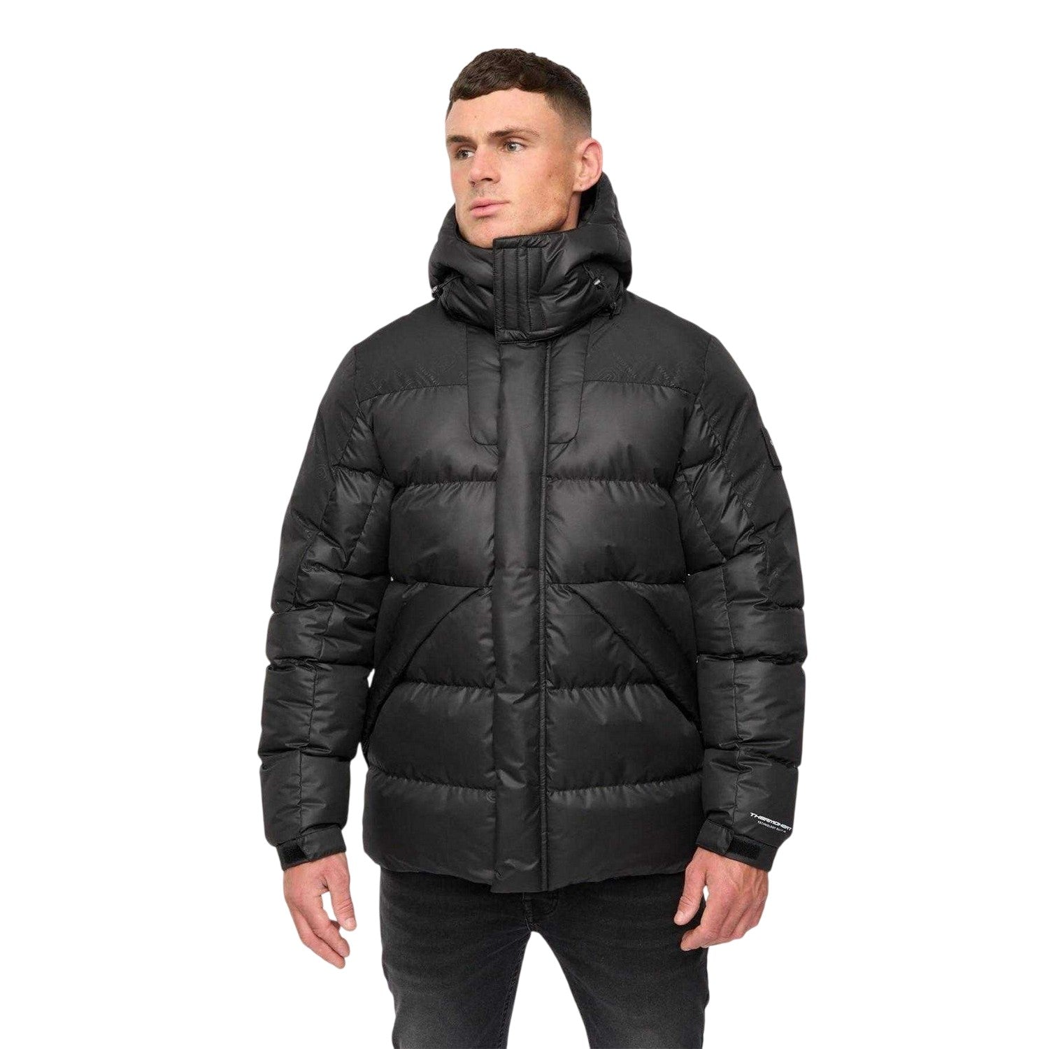 Black - Front - Crosshatch Mens Polyester Quilted Jacket