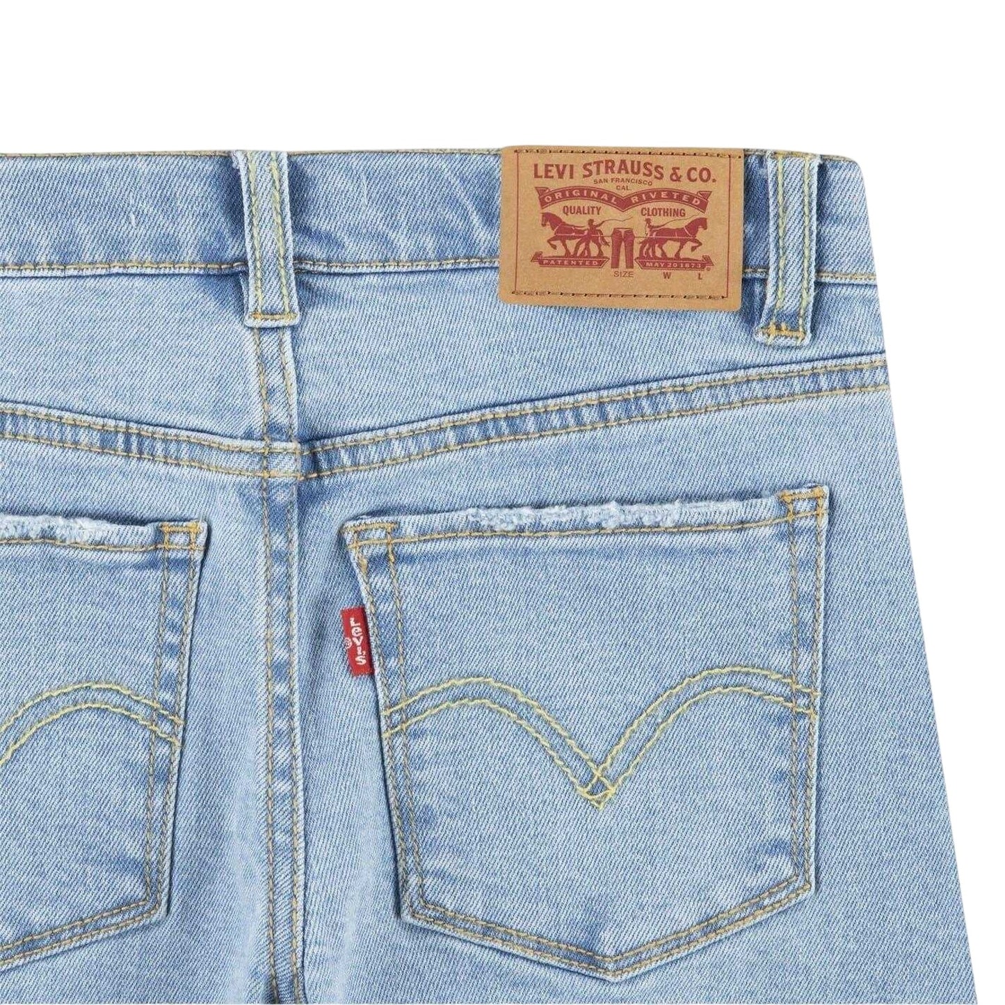 Blue - Side - Levis Childrens-Kids 501 Original Denim 5 Pockets Skinny Jeans