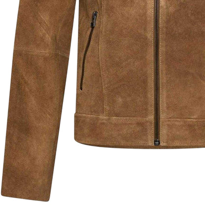 Tan - Lifestyle - Elle Womens-Ladies Moto Suede Jacket