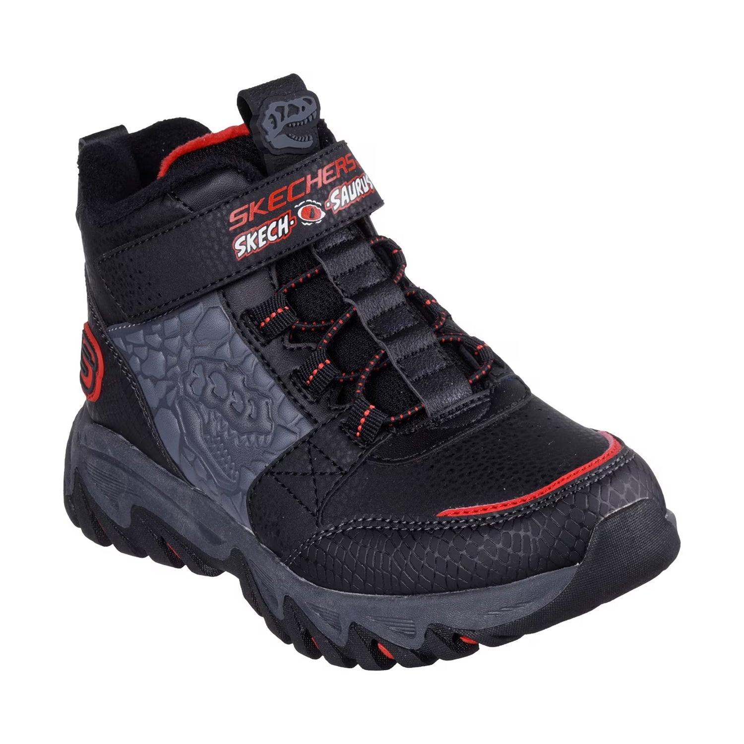 Black-Red - Pack Shot - Skechers Childrens-Kids Skech-Saurus Ranger Walking Boots