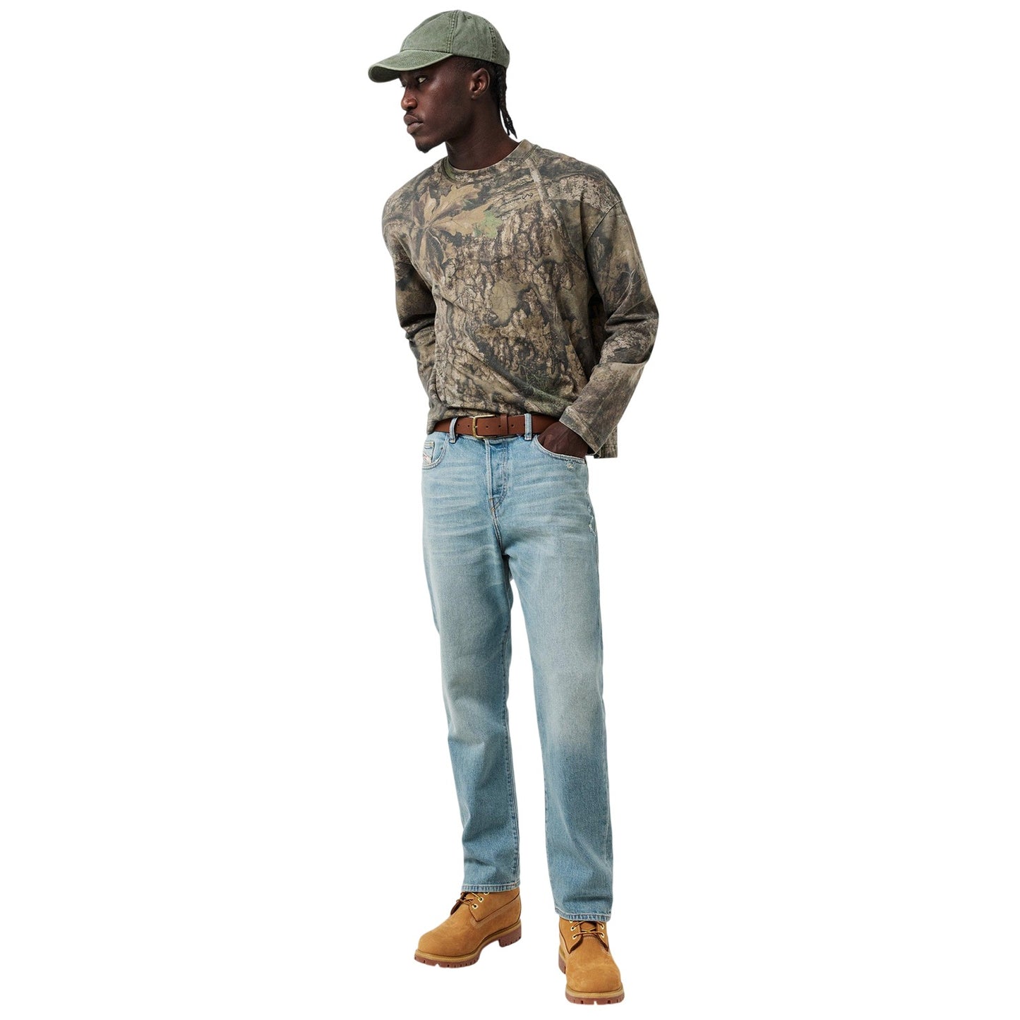Blue Denim - Pack Shot - Diesel Mens 1998 Washed Denim 5 Pockets Straight Leg Jeans