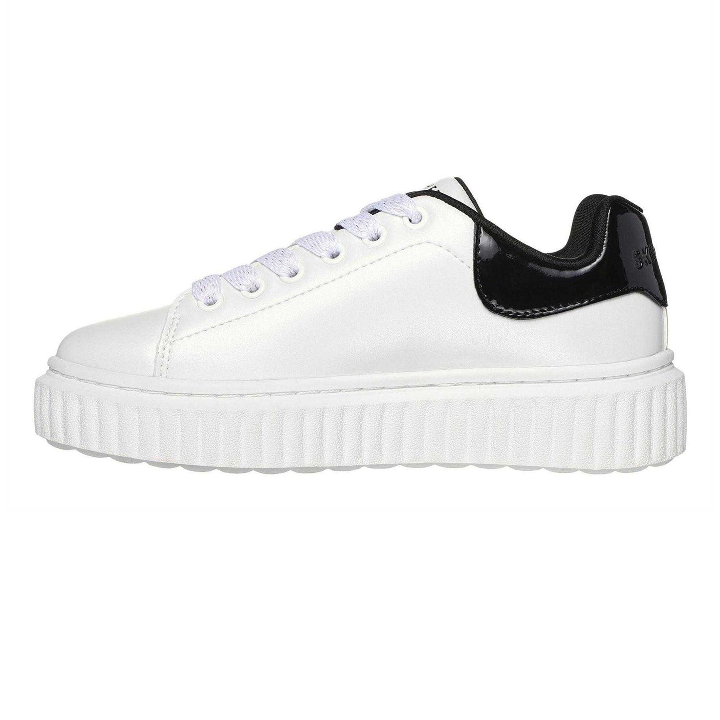 White-Black - Back - Skechers Girls Hiridge Platform Trainers