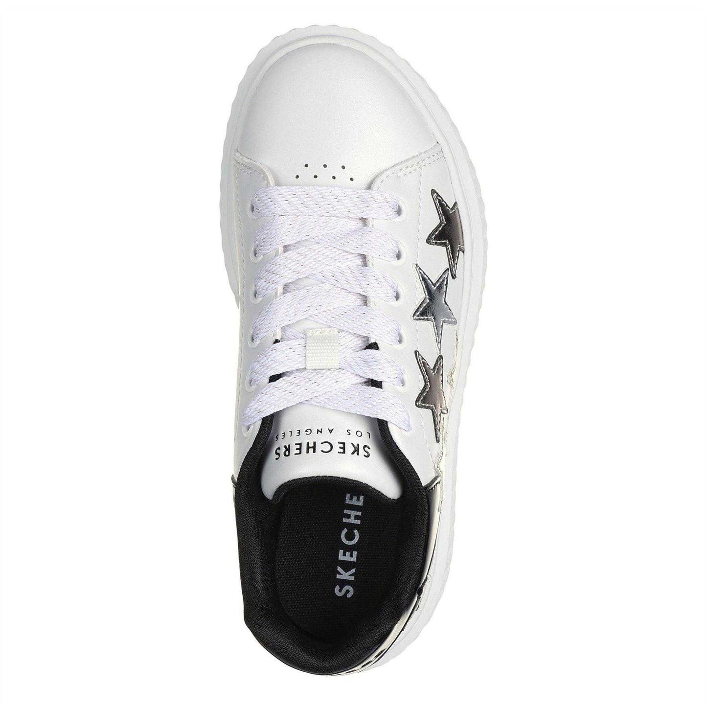 White-Black - Side - Skechers Girls Hiridge Platform Trainers