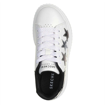 White-Black - Side - Skechers Girls Hiridge Platform Trainers