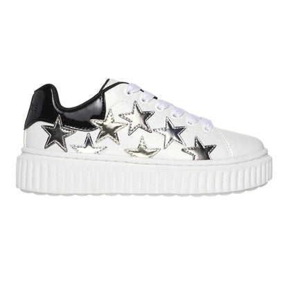 White-Black - Front - Skechers Girls Hiridge Platform Trainers