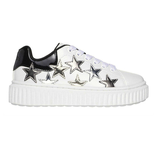 White-Black - Front - Skechers Girls Hiridge Platform Trainers