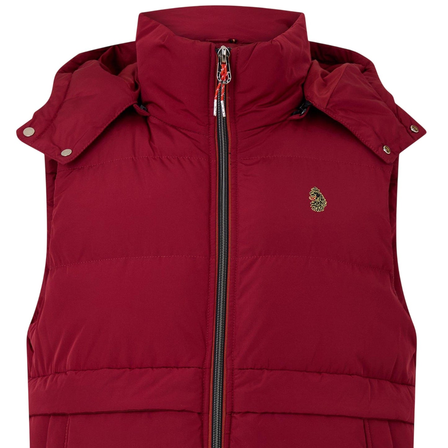 Blood Red - Side - Luke 1977 Mens Quilted Detachable Hood Gilet