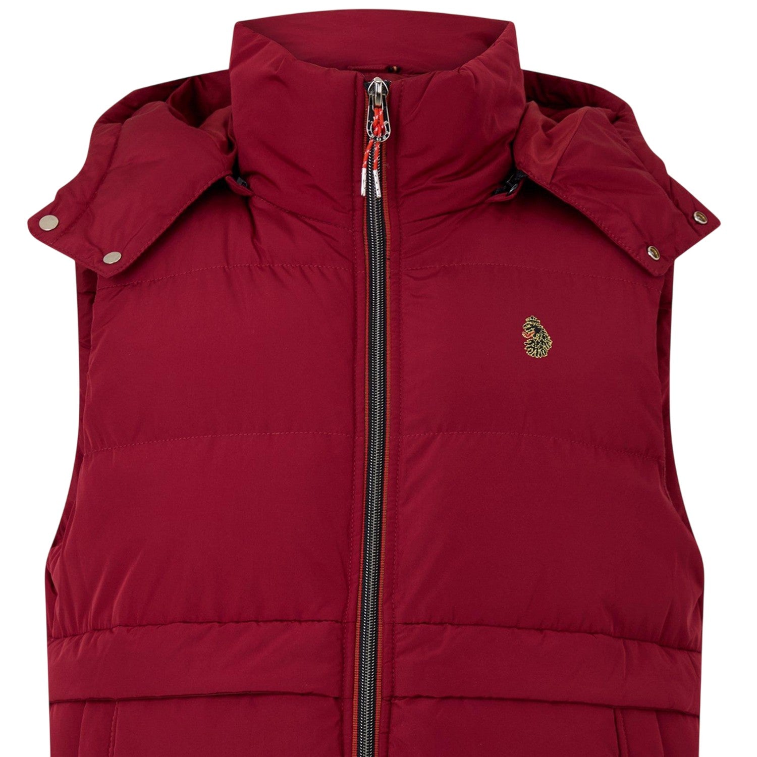 Blood Red - Side - Luke 1977 Mens Quilted Detachable Hood Gilet