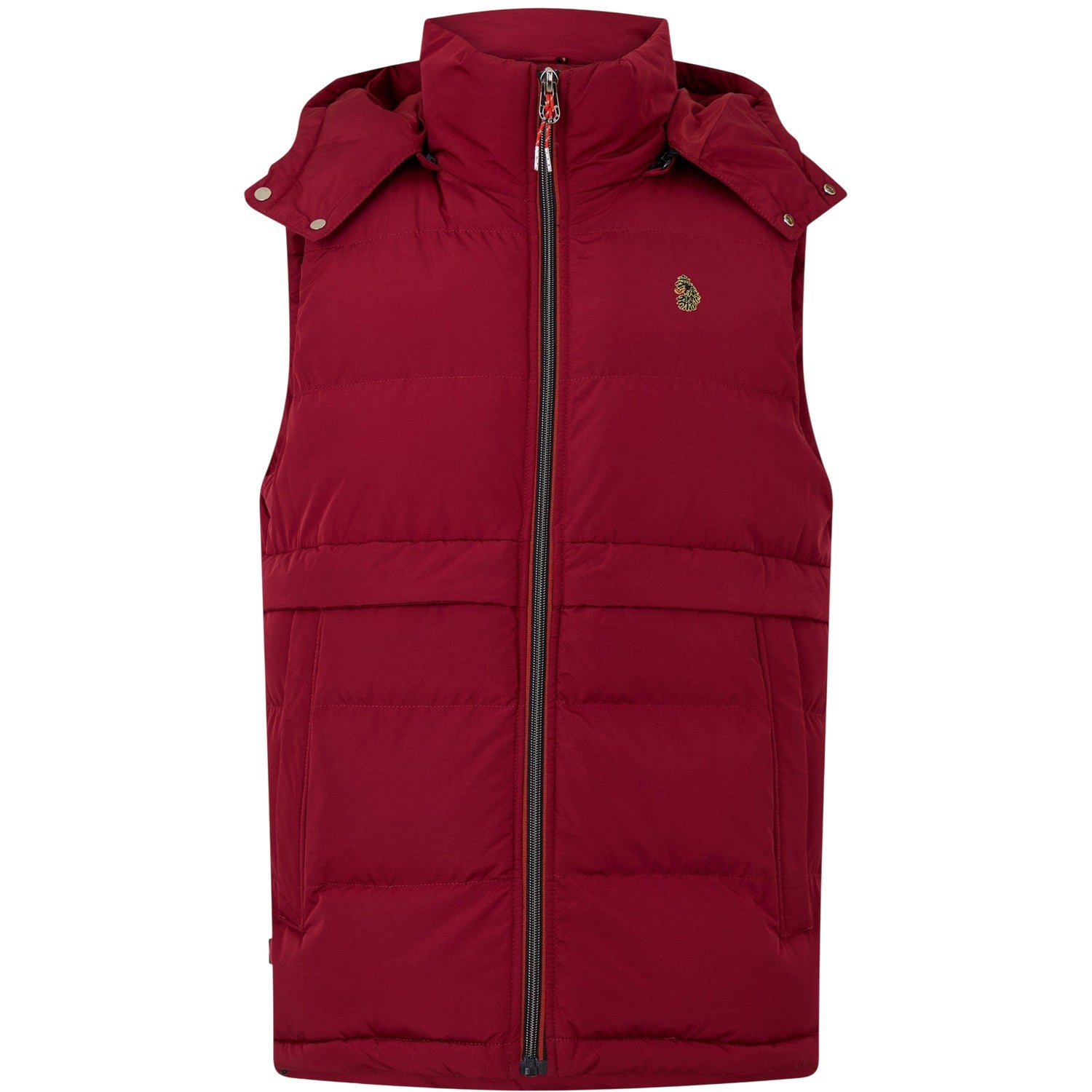 Blood Red - Front - Luke 1977 Mens Quilted Detachable Hood Gilet