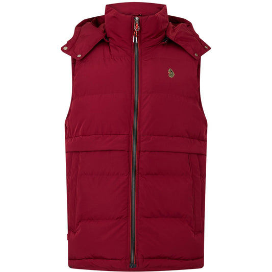 Blood Red - Front - Luke 1977 Mens Quilted Detachable Hood Gilet