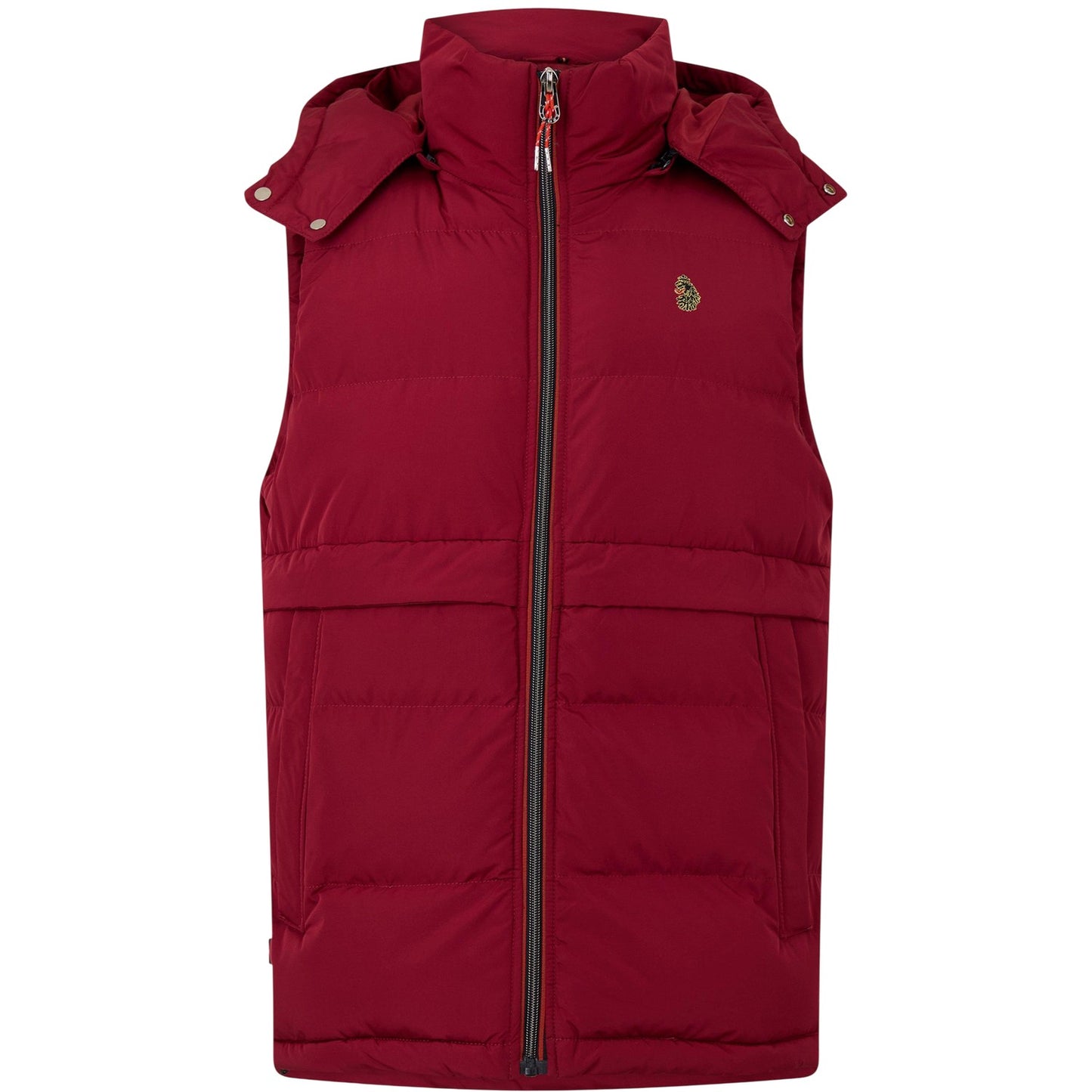 Blood Red - Front - Luke 1977 Mens Quilted Detachable Hood Gilet
