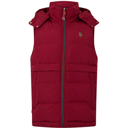 Blood Red - Front - Luke 1977 Mens Quilted Detachable Hood Gilet
