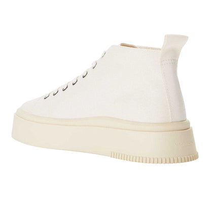 Cream - Back - Vagabond Shoemakers Womens-Ladies Canvas Flatform High Top Trainers