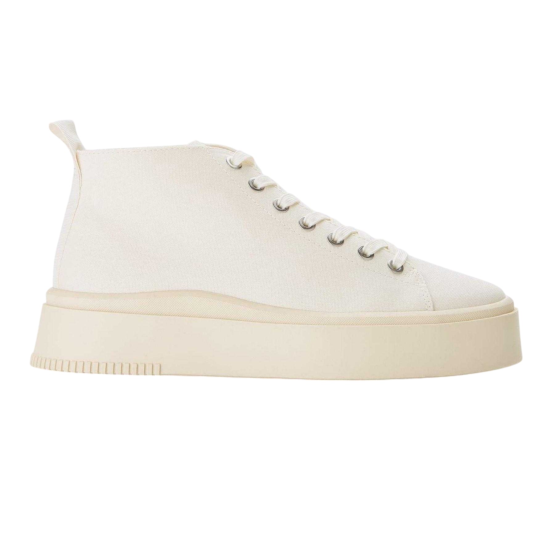 Cream - Front - Vagabond Shoemakers Womens-Ladies Canvas Flatform High Top Trainers