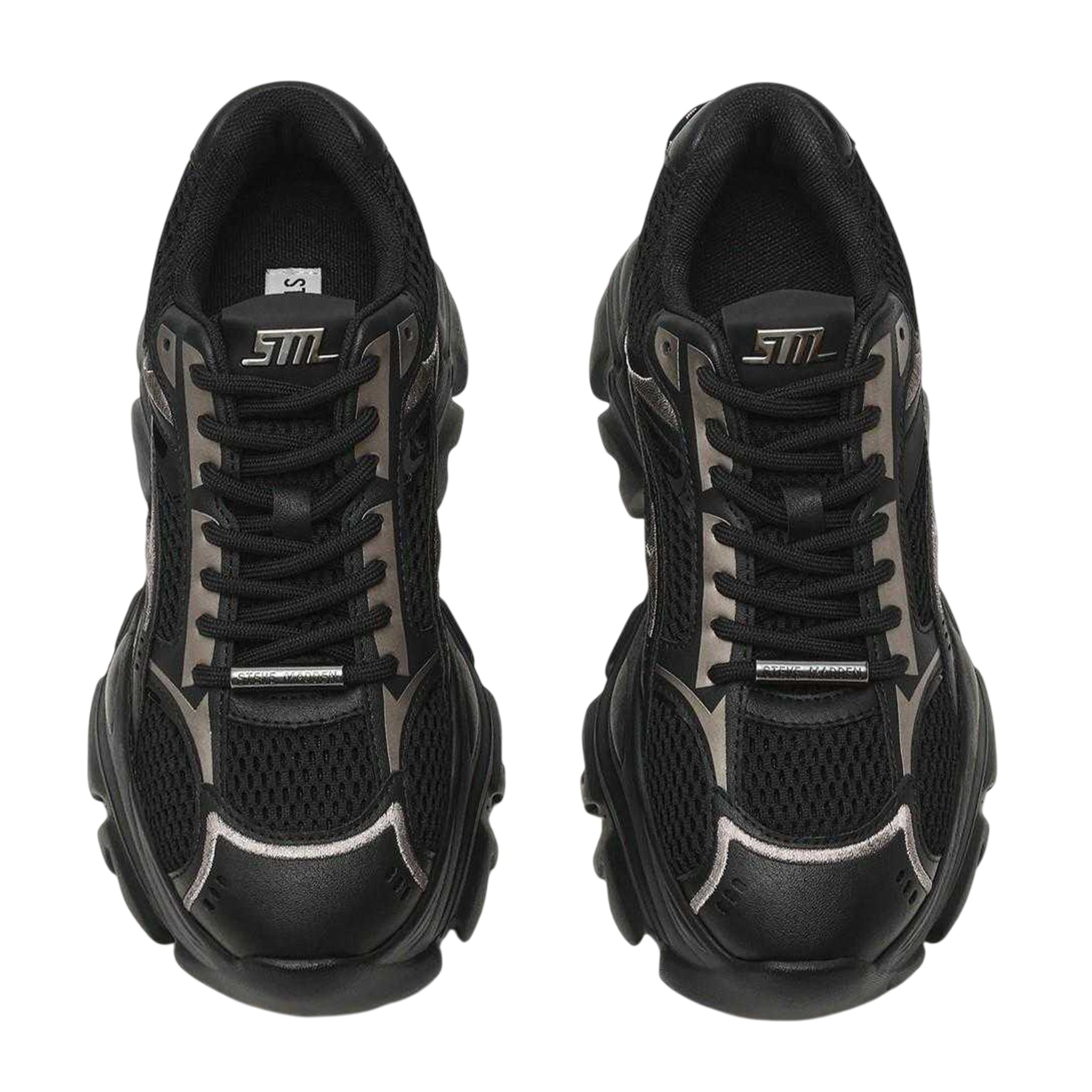 Black-Pewter Black - Side - Steve Madden Womens-Ladies Raftus Chunky Sole Trainers