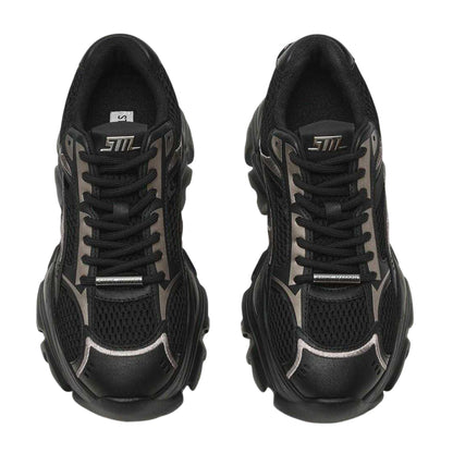 Black-Pewter Black - Side - Steve Madden Womens-Ladies Raftus Chunky Sole Trainers