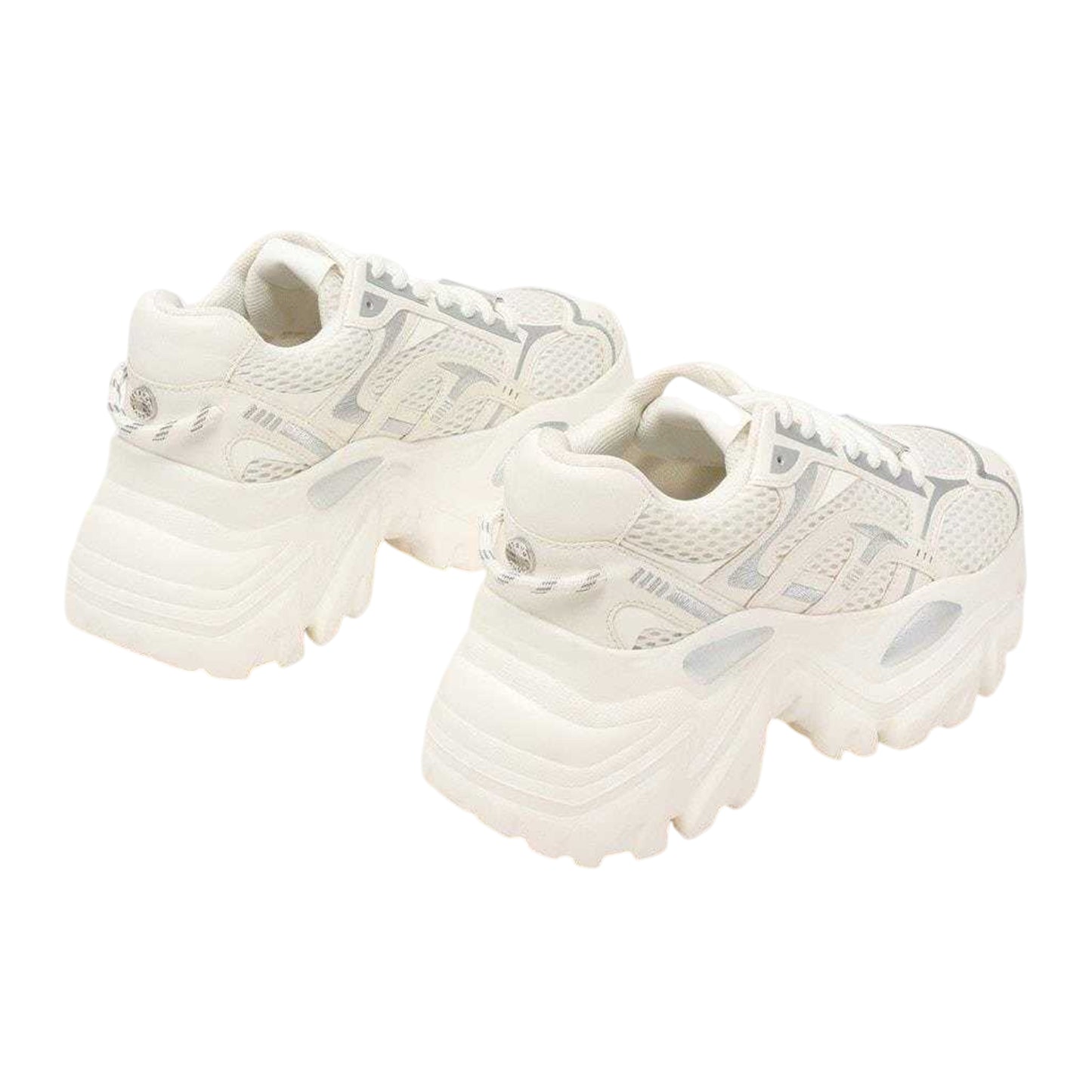 White-Silver - Back - Steve Madden Womens-Ladies Raftus Chunky Sole Trainers