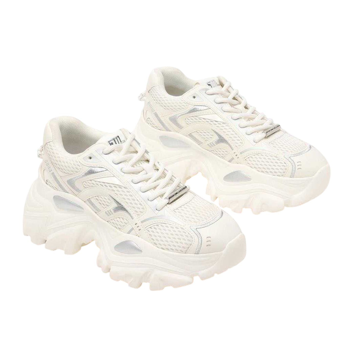 White-Silver - Side - Steve Madden Womens-Ladies Raftus Chunky Sole Trainers