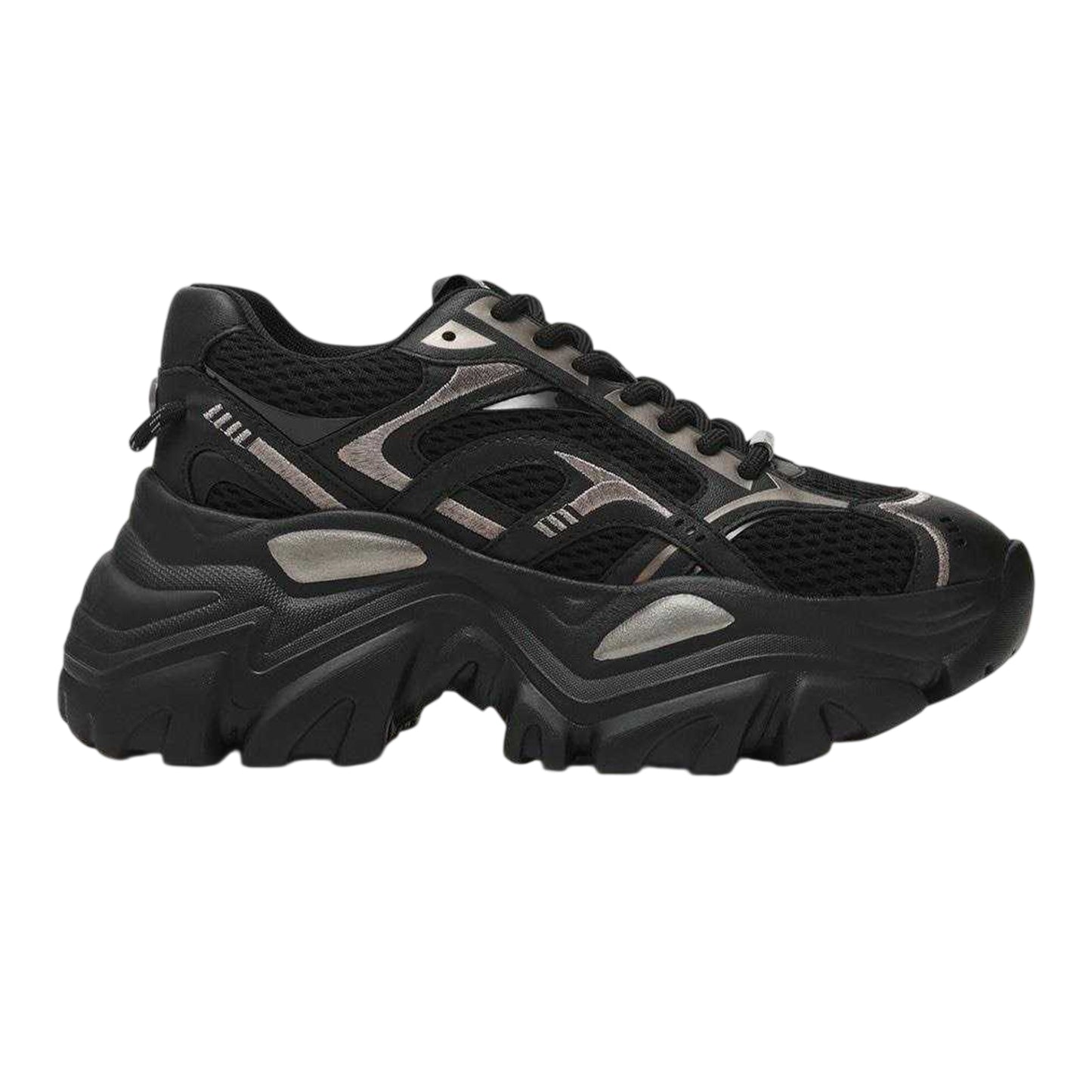 Black-Pewter Black - Front - Steve Madden Womens-Ladies Raftus Chunky Sole Trainers
