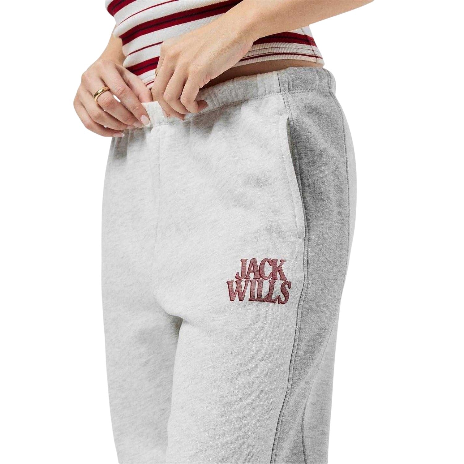 Light Heather - Side - Jack Wills Womens-Ladies Fleece Straight Joggers
