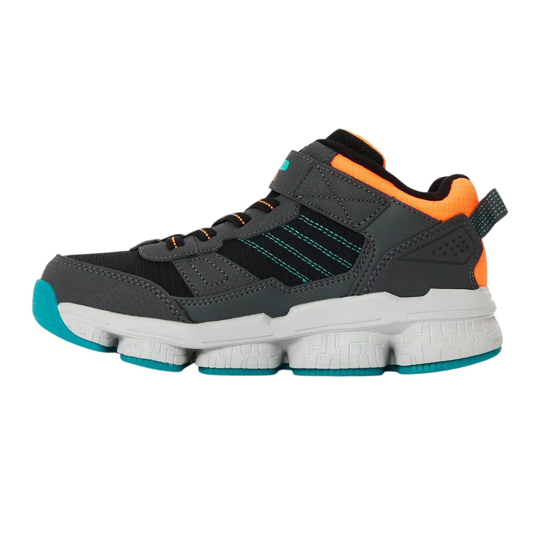 Charcoal Grey-Black-Orange - Back - Skechers Childrens-Kids Lunnix Trainers