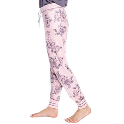 Pink - Back - PJ Salvage Womens-Ladies Roses Jogging Bottoms