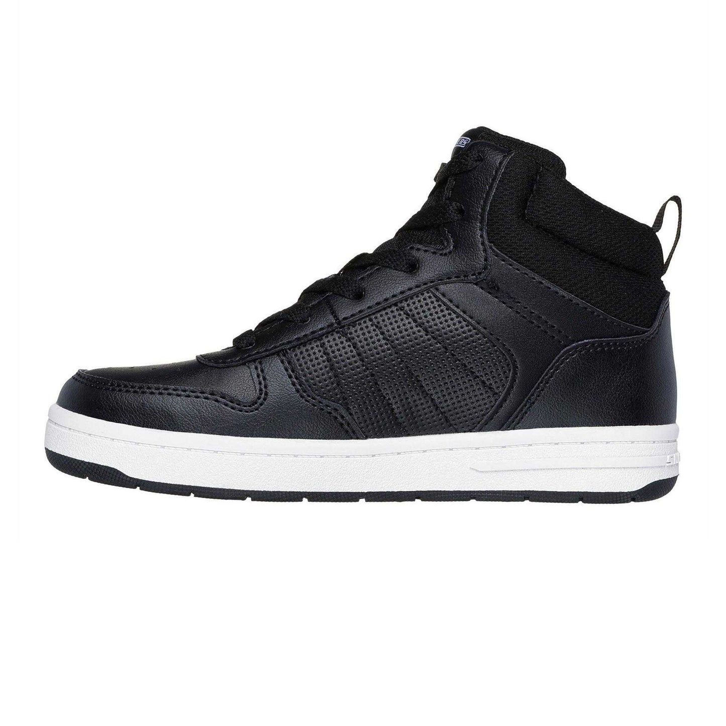 Black-White - Back - Skechers Childrens-Kids Smith Street High Top Trainers