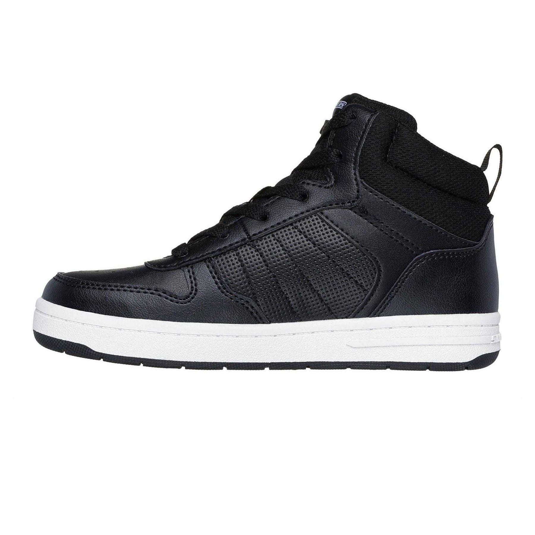 Black-White - Back - Skechers Childrens-Kids Smith Street High Top Trainers