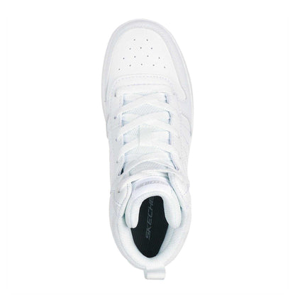 White - Side - Skechers Childrens-Kids Smith Street High Top Trainers