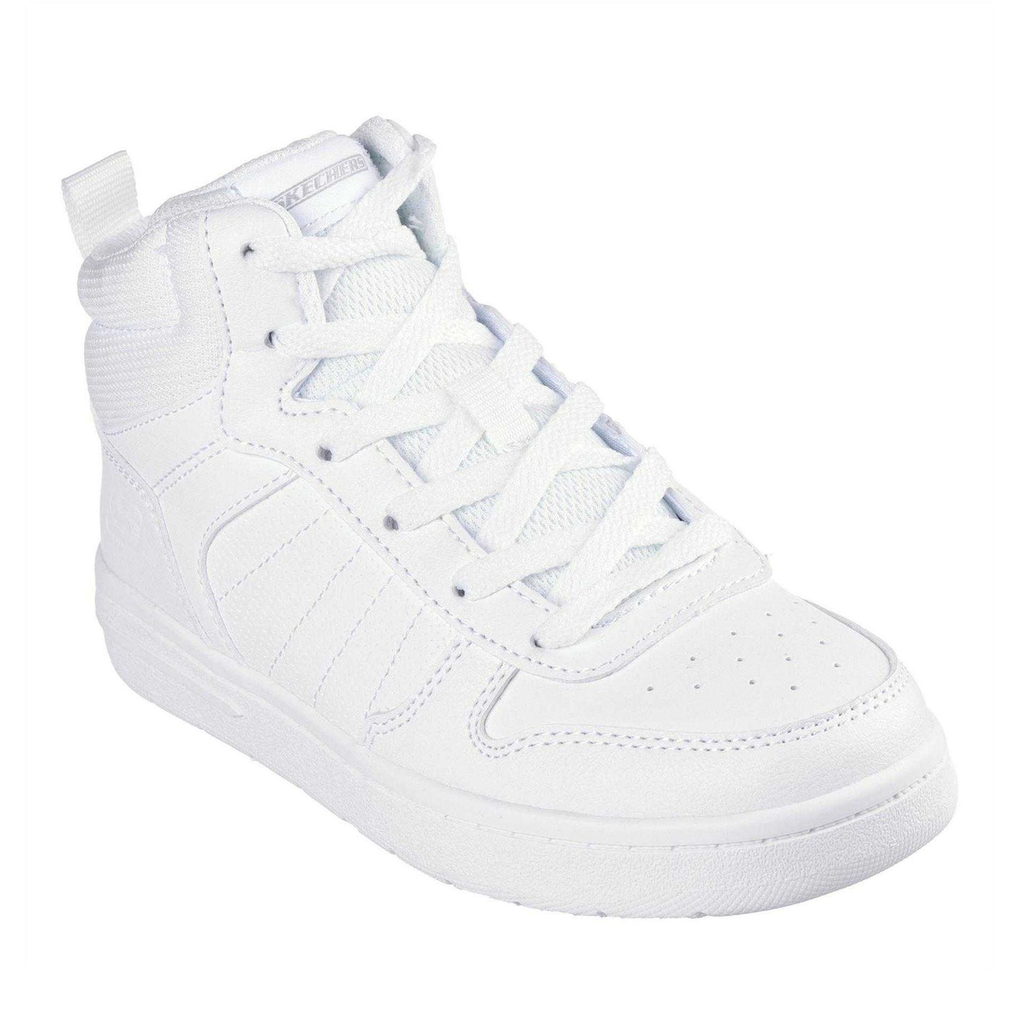 White - Pack Shot - Skechers Childrens-Kids Smith Street High Top Trainers