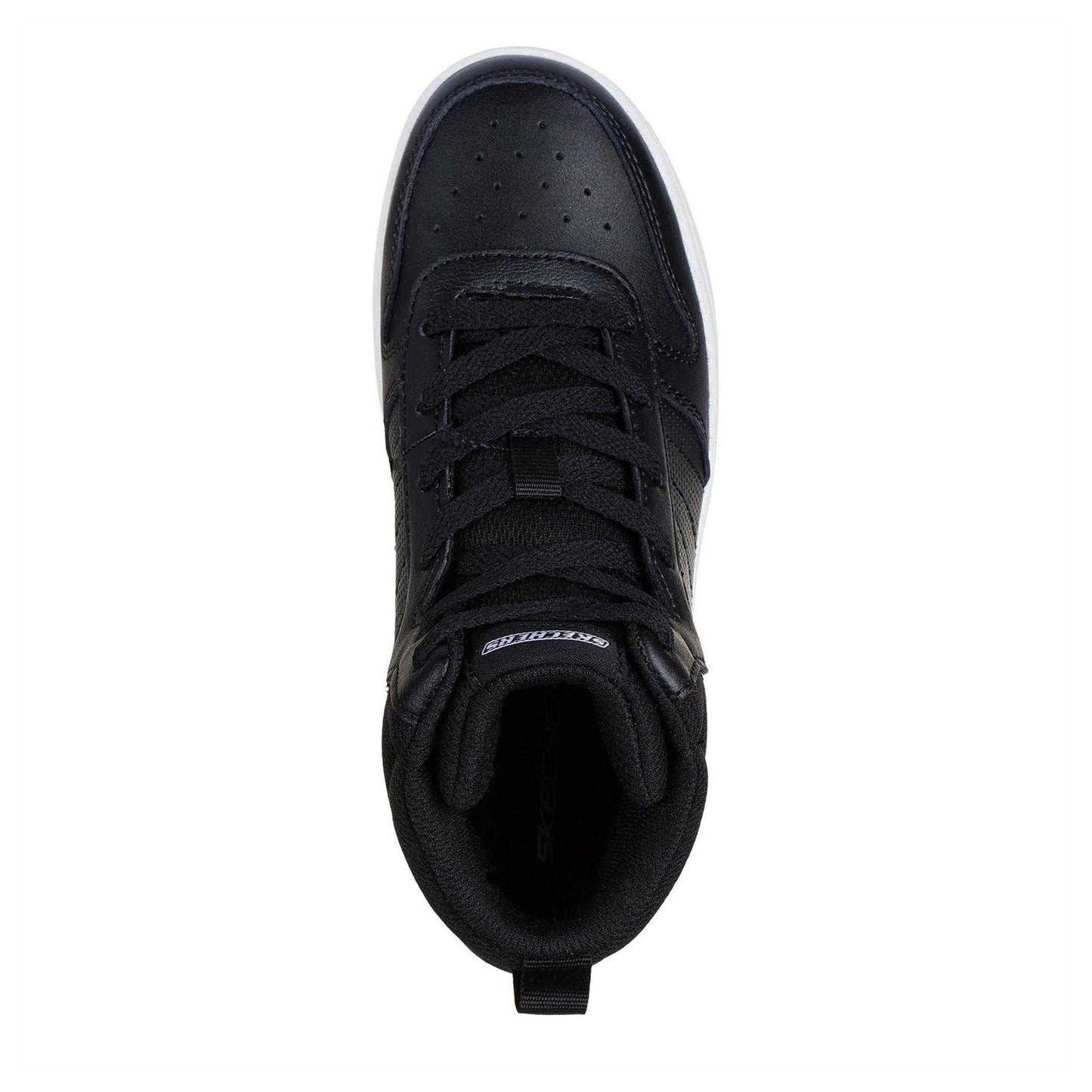 Black-White - Side - Skechers Childrens-Kids Smith Street High Top Trainers