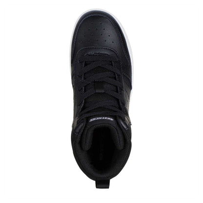 Black-White - Side - Skechers Childrens-Kids Smith Street High Top Trainers