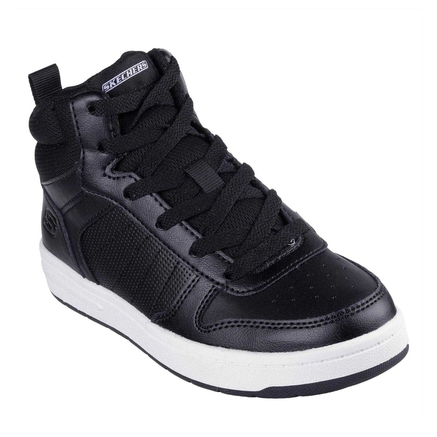Black-White - Pack Shot - Skechers Childrens-Kids Smith Street High Top Trainers
