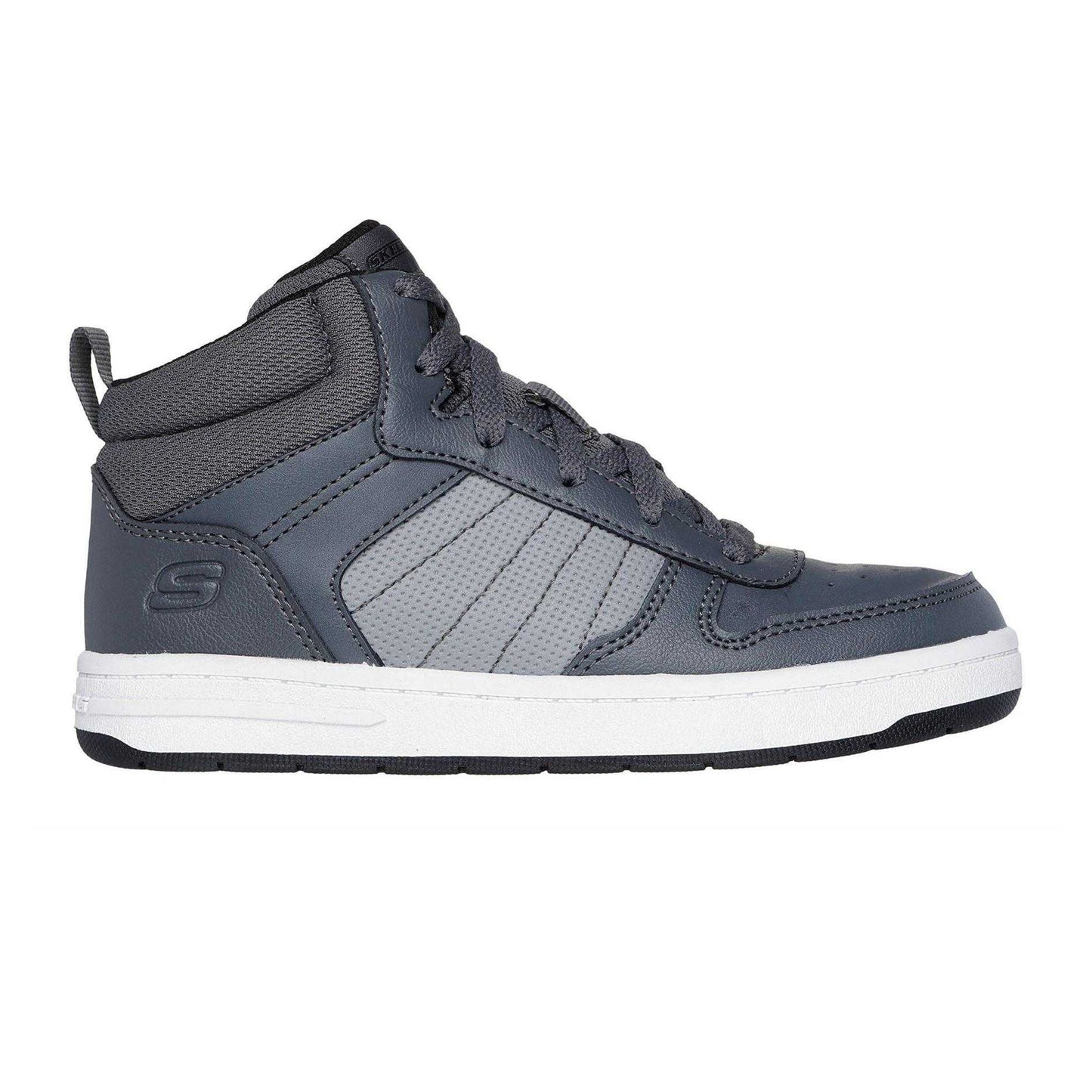 Grey - Front - Skechers Childrens-Kids Smith Street High Top Trainers