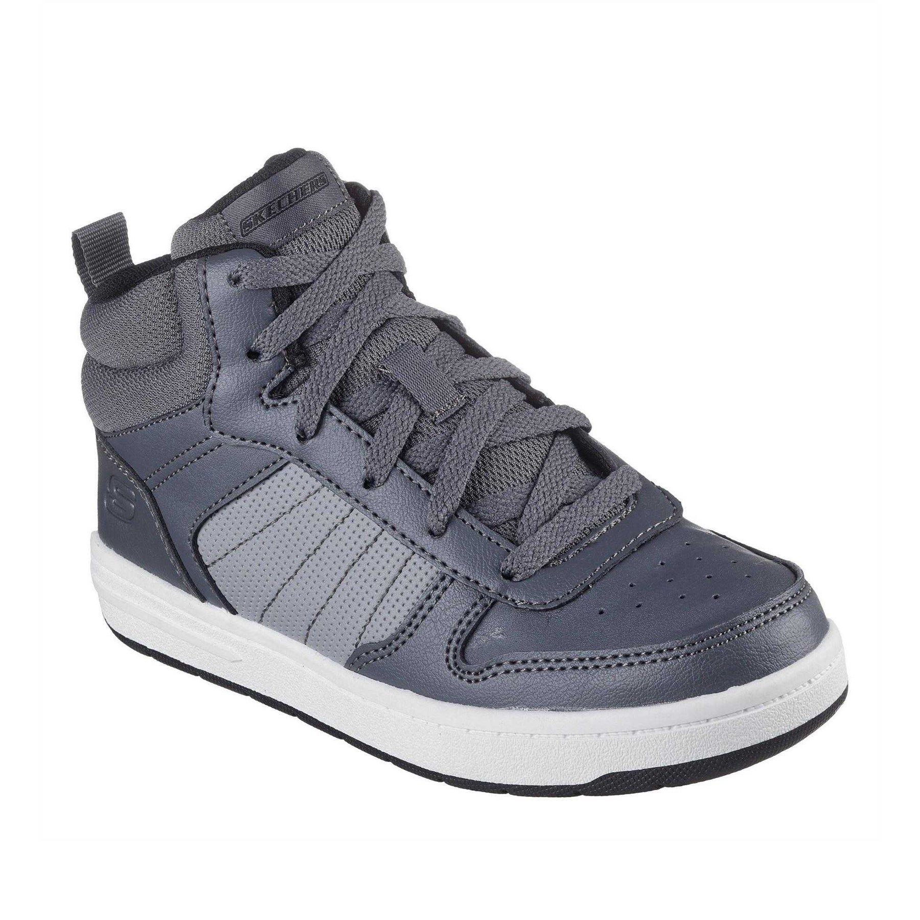 Grey - Pack Shot - Skechers Childrens-Kids Smith Street High Top Trainers