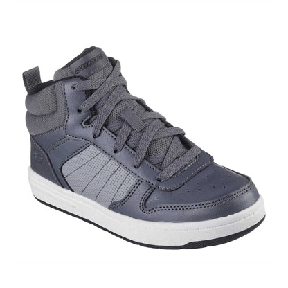 Grey - Pack Shot - Skechers Childrens-Kids Smith Street High Top Trainers